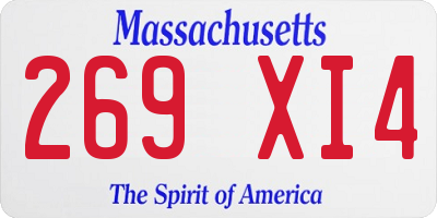 MA license plate 269XI4