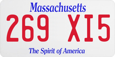 MA license plate 269XI5