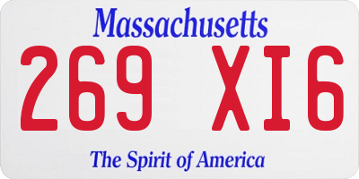 MA license plate 269XI6
