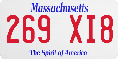 MA license plate 269XI8