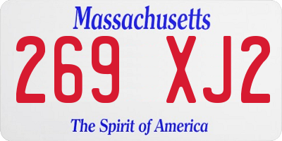 MA license plate 269XJ2