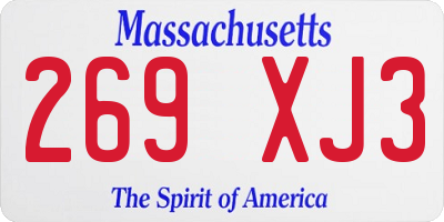 MA license plate 269XJ3