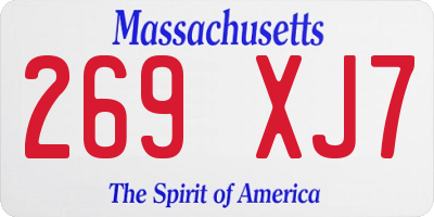 MA license plate 269XJ7