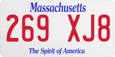 MA license plate 269XJ8