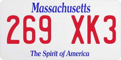 MA license plate 269XK3