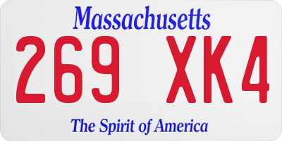 MA license plate 269XK4