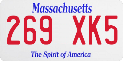 MA license plate 269XK5