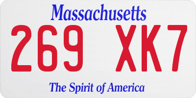 MA license plate 269XK7