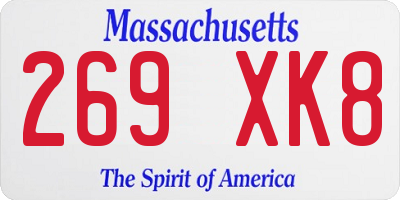 MA license plate 269XK8