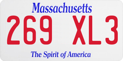 MA license plate 269XL3