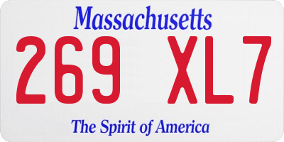MA license plate 269XL7