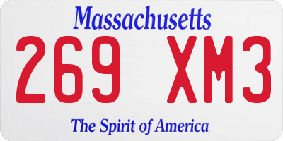MA license plate 269XM3