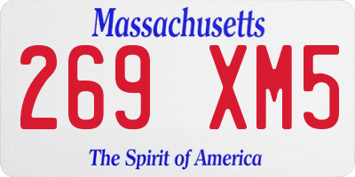 MA license plate 269XM5