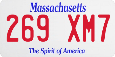 MA license plate 269XM7