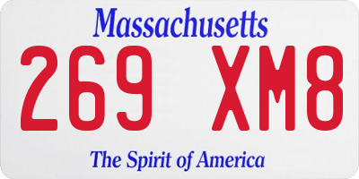 MA license plate 269XM8