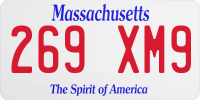 MA license plate 269XM9