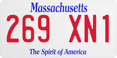 MA license plate 269XN1