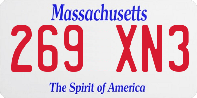 MA license plate 269XN3