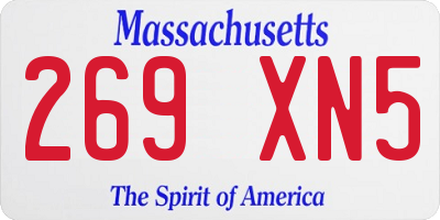 MA license plate 269XN5