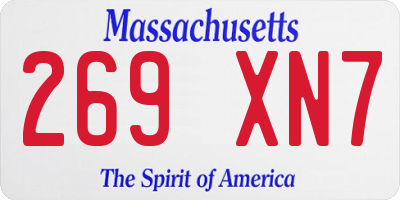MA license plate 269XN7