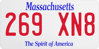 MA license plate 269XN8