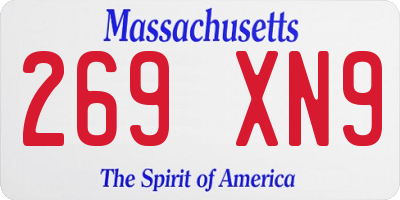 MA license plate 269XN9