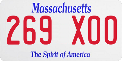 MA license plate 269XO0
