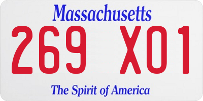 MA license plate 269XO1