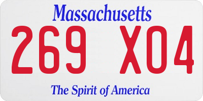 MA license plate 269XO4
