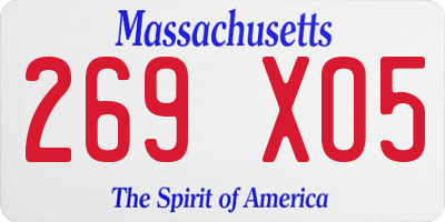 MA license plate 269XO5