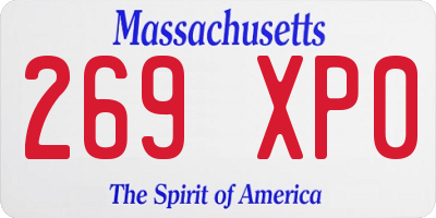 MA license plate 269XP0