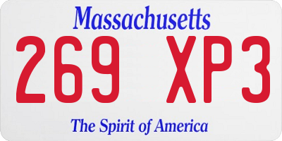 MA license plate 269XP3