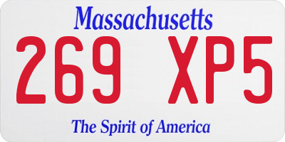 MA license plate 269XP5