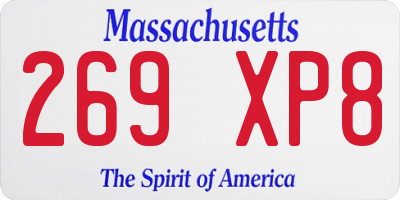 MA license plate 269XP8