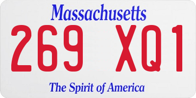 MA license plate 269XQ1