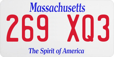 MA license plate 269XQ3