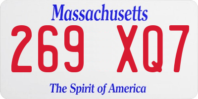 MA license plate 269XQ7