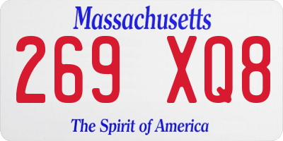 MA license plate 269XQ8