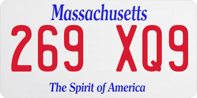 MA license plate 269XQ9