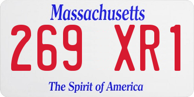 MA license plate 269XR1