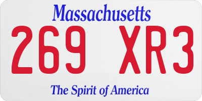 MA license plate 269XR3