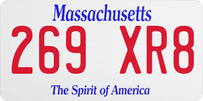 MA license plate 269XR8