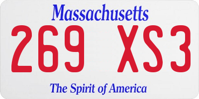 MA license plate 269XS3