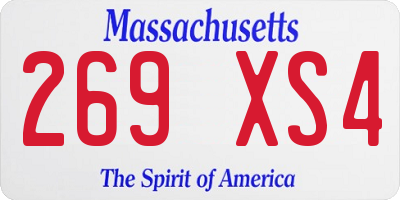 MA license plate 269XS4