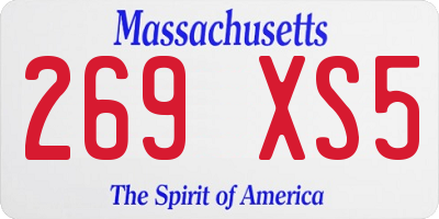 MA license plate 269XS5