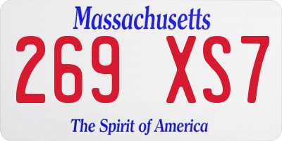 MA license plate 269XS7