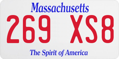 MA license plate 269XS8