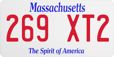 MA license plate 269XT2