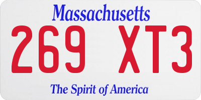 MA license plate 269XT3