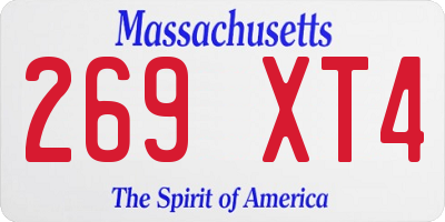 MA license plate 269XT4